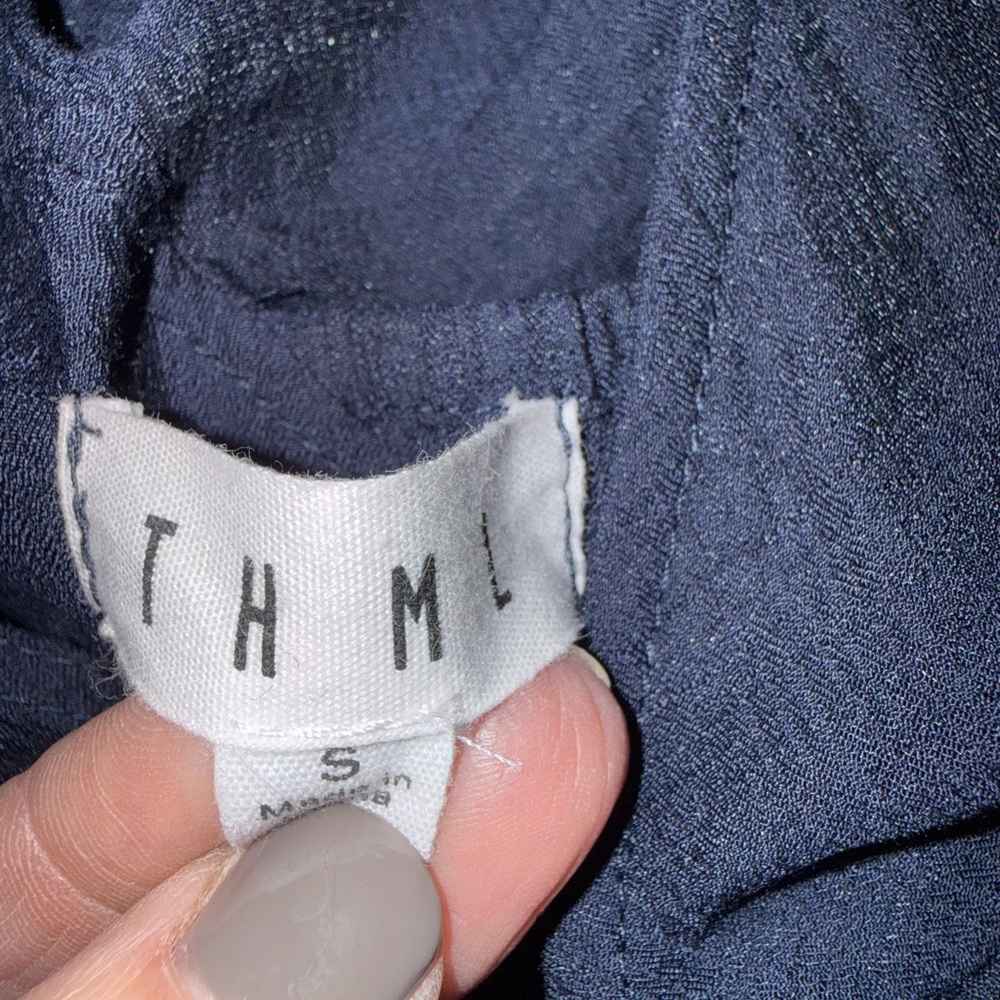 THML One Shoulder Navy Dress with Ruffle - Picture 3 of 3